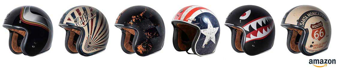 Vintage style motorcycle helmets at amazon