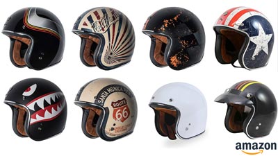 Vintage style motorcycle helmets at amazon